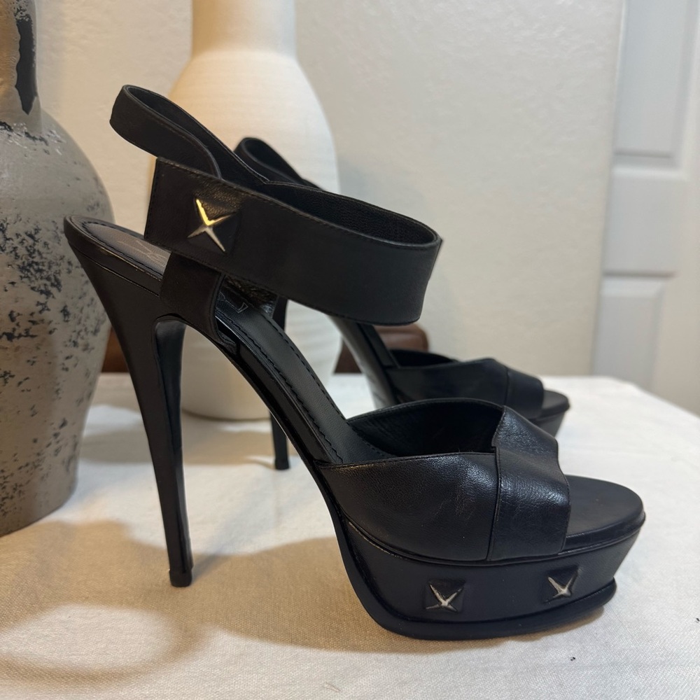 💯 Yves Saint Laurent Black Platform Heels w Straps Preloved ❌ FINAL PRICE - Picture 3 of 16